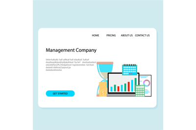 Management company service landing page, time chart and accounting