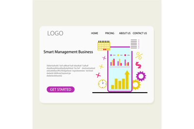 Smart management business with chart and graphic on smartphone