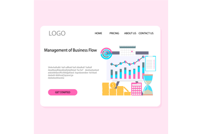 Management of business flow landing page vector