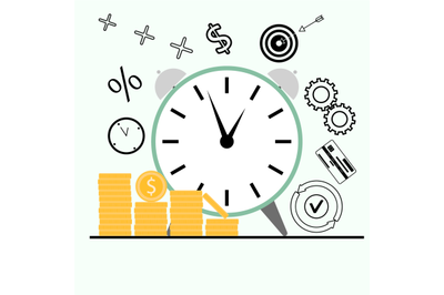 Time and money concept, save cash for work hours