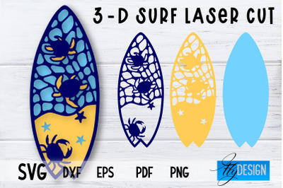 3D Surf SVG | Summer SVG | Surfing Design SVG