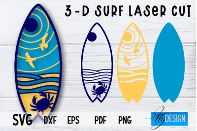 3D Surf SVG | Summer SVG | Surfing Design SVG