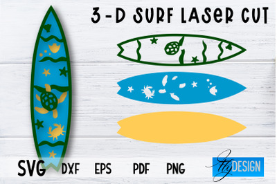 3D Surf SVG | Summer SVG | Surfing Design SVG