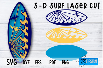 3D Surf SVG | Summer SVG | Surfing Design SVG