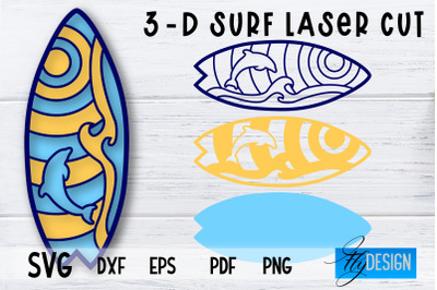 3D Surf SVG | Summer SVG | Surfing Design SVG