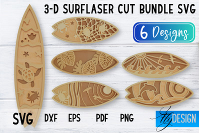 3D Surf Laser Cut SVG | Summer SVG | Surfing CNC Files