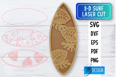 3D Surf Laser Cut SVG | Summer SVG | Surfing CNC Files