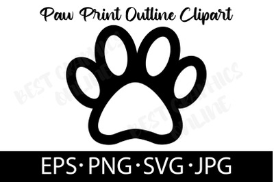 Paw Print Outline EPS SVG PNG JPG File Dog Paws Vector image