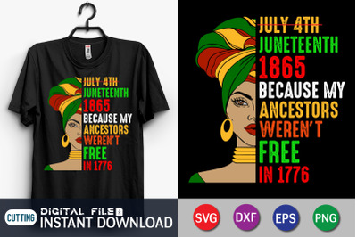 July 4th Juneteenth 1865 Because my Ancestors Weren&amp;&23;039;t Free in 1776 SVG