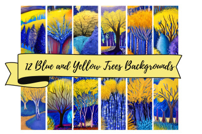 12 Blue and Yellow Trees  Background Sheets