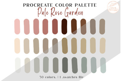 Muted Prcoreate Color Palette. Light Pale Boho Color Swatches