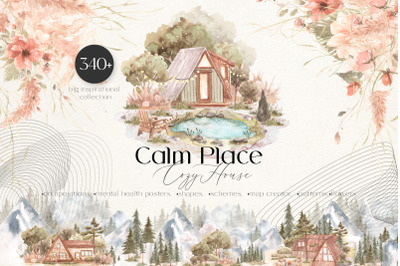 Calm Place and Cozy House watercolor collection