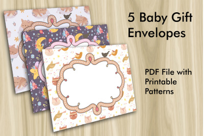 5 Baby Gift Envelopes - PDF Printable Patterns