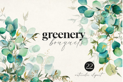Greneery Bouquets watercolor clipart