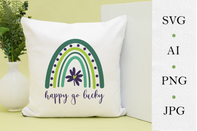 Cute rainbow St Patrick&#039;s Day, happy go lucky SVG