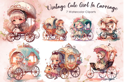 Vintage Cute Girl In Carriage Bundle