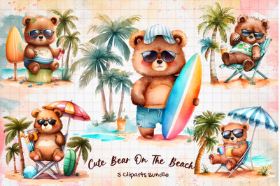 Cute Bear On The Beach Sublimation