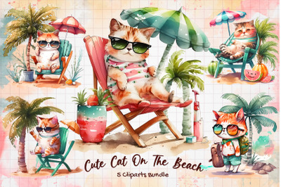 Cute Cat On The Beach Sublimation