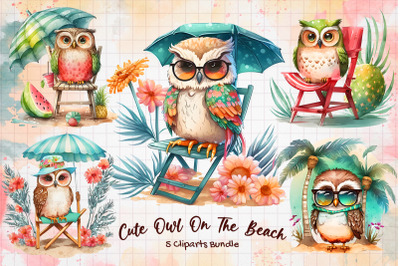 Cute Owl On The Beach Sublimation