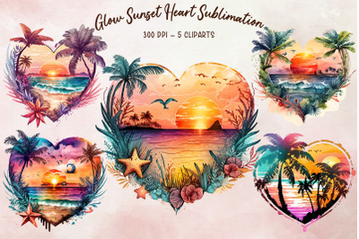 Glow Sunset Heart Sublimation