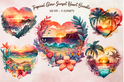 Tropical Glow Sunset Heart Bundle