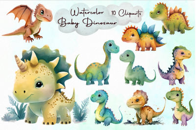 Watercolor Baby Dinosaur Sublimation