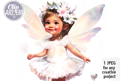 Adorable Little Baby Fairy Image for Digital Kids Decor JPEG File