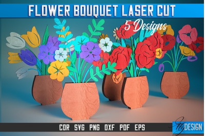 Flower Bouquet Laser Cut SVG | Flower Bouquet SVG Design | CNC Files