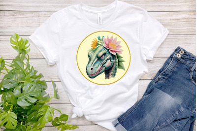 Dinosaur flower sublimation | Dinosaur t shirt design