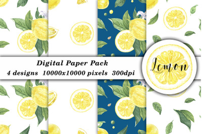 Watercolor Lemon Flower Pattern Seamless
