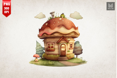 Watercolor Hamburger House 3