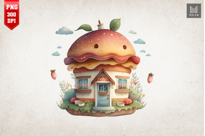 Watercolor Hamburger House 6