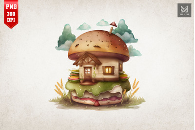 Watercolor Hamburger House 7