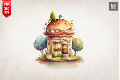 Watercolor Hamburger House 8