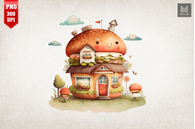 Watercolor Hamburger House 11