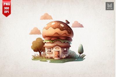 Watercolor Hamburger House 13