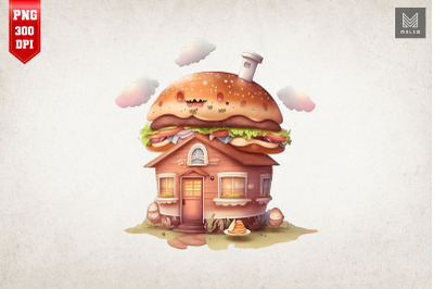 Watercolor Hamburger House 14