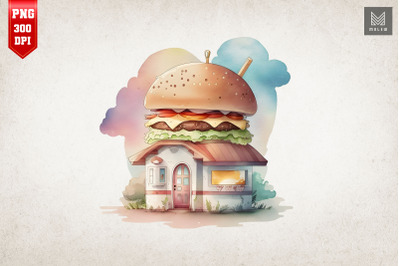 Watercolor Hamburger House 17