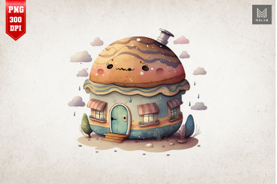 Watercolor Hamburger House 20