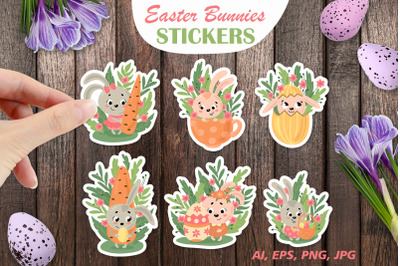 Easter Bunnies &2F; Printable Stickers Cricut Design