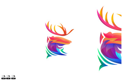 Colorful Deer Head Logo Vector Template logo design