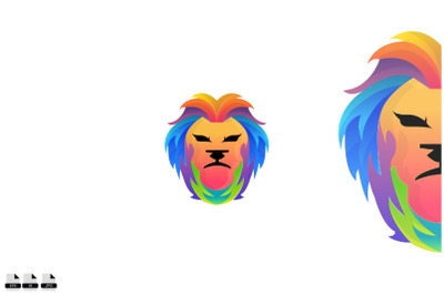 Colorful Lion Head Logo Vector Template logo design