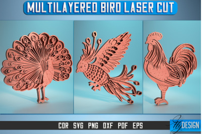 Multilayered Bird Laser Cut SVG | Multilayered Bird SVG Design | CNC F