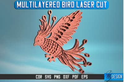 Multilayered Bird Laser Cut SVG | Multilayered Bird SVG Design | CNC