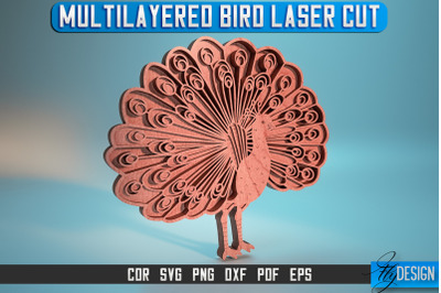 Multilayered Bird Laser Cut SVG | Multilayered Bird SVG Design | CNC