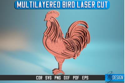 Multilayered Bird Laser Cut SVG | Multilayered Bird SVG Design | CNC