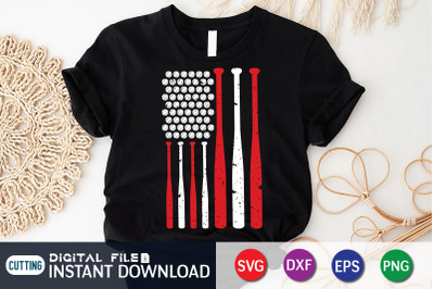 Baseball American Flag, Baseball Cut SVG