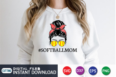 Softball Mom Messy Bun SVG