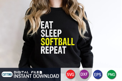 Eat Sleep SoftBall Repeat SVG