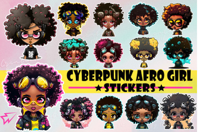 Cyberpunk Cute Afro Girl Stickers